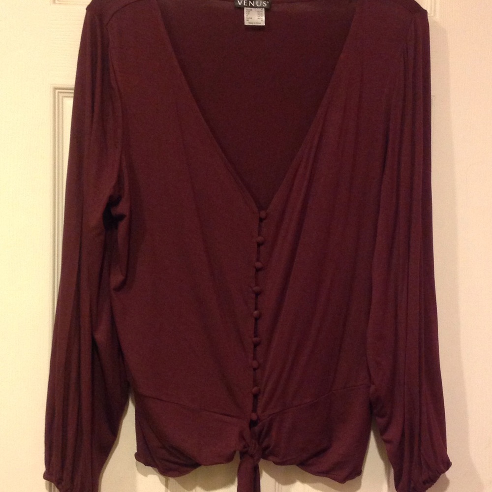VENUS burgundy buttoned down blouse.